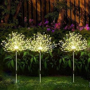 Solar-powered path lights leading to a party