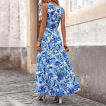 woman wearing long maxi dress summer