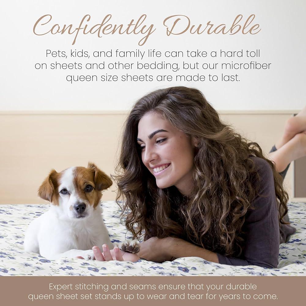 woman happily choosing between soft and rough sheets
