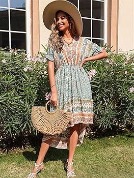 women in floral and gingham dresses at a summer festival