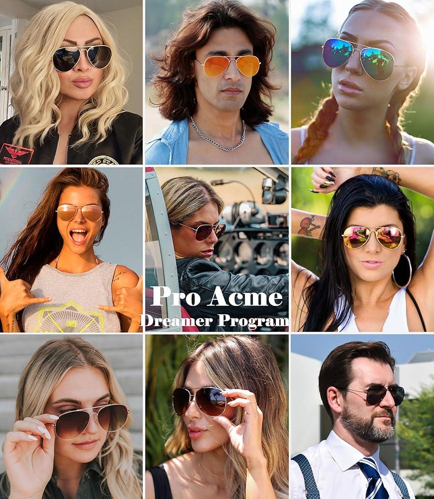 collage of different pilot sunglasses