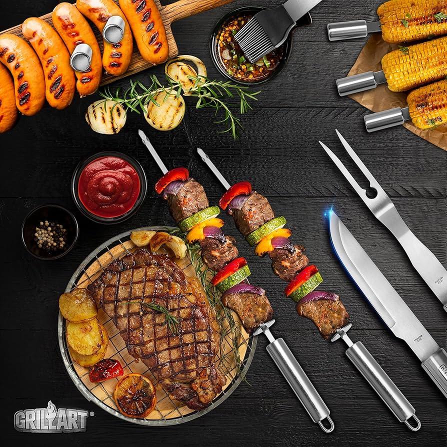 assortment of grilling accessories on a table