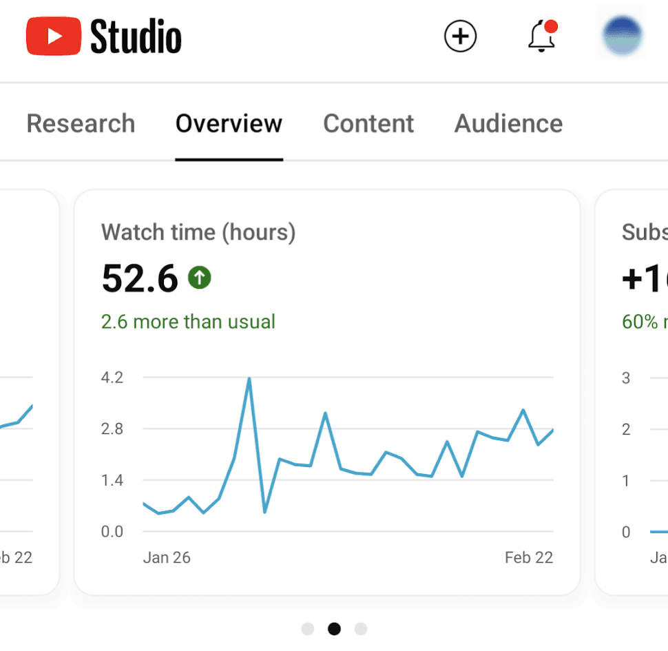 person reviewing YouTube analytics