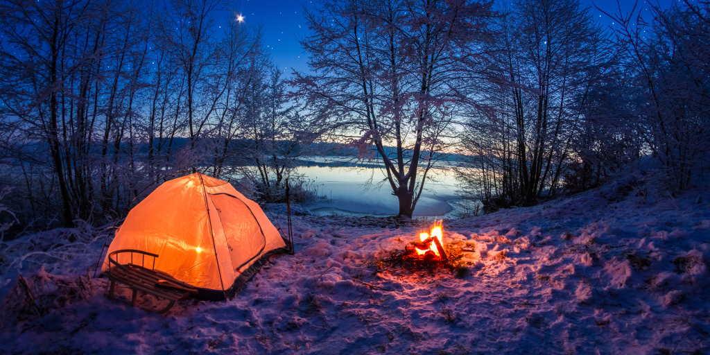winter camping scene