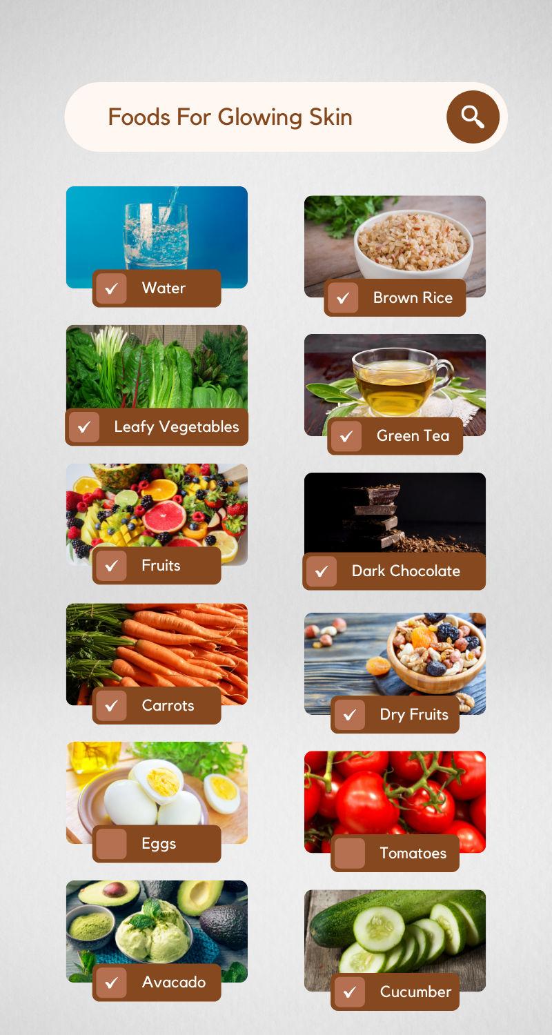 healthy foods for glowing skin vs unhealthy foods for skin