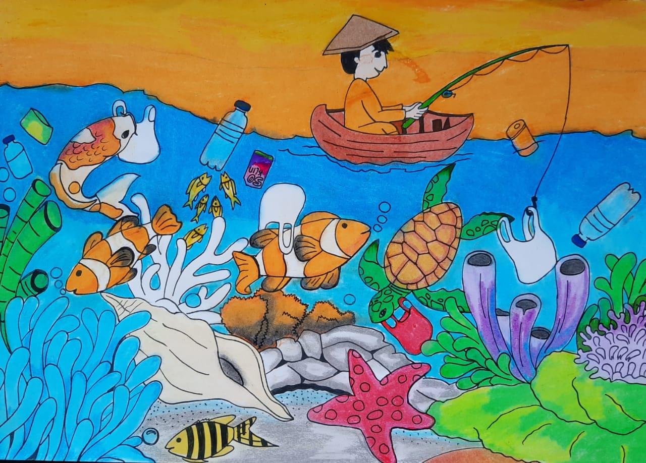 kids making ocean conservation art