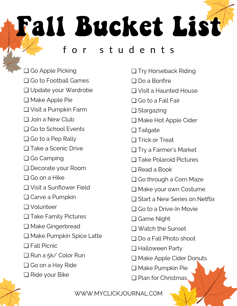 fall bucket list activities collage