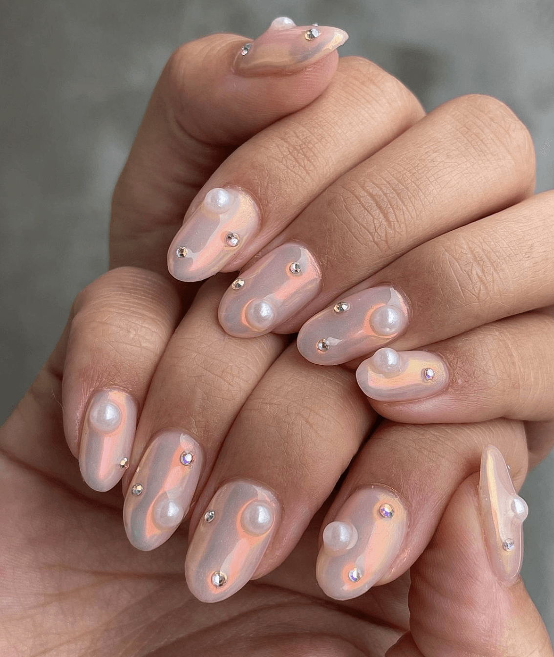 Pastel Nails with Pearl Embellishments