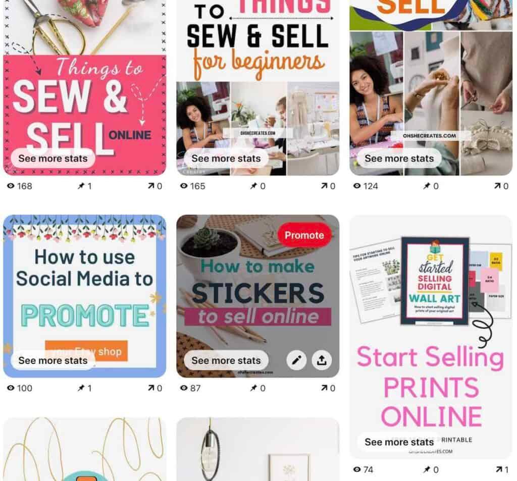 Etsy shop promotion on Pinterest