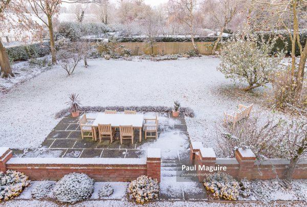 snowy backyard scene