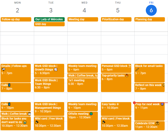 student using time blocking schedule in a planner