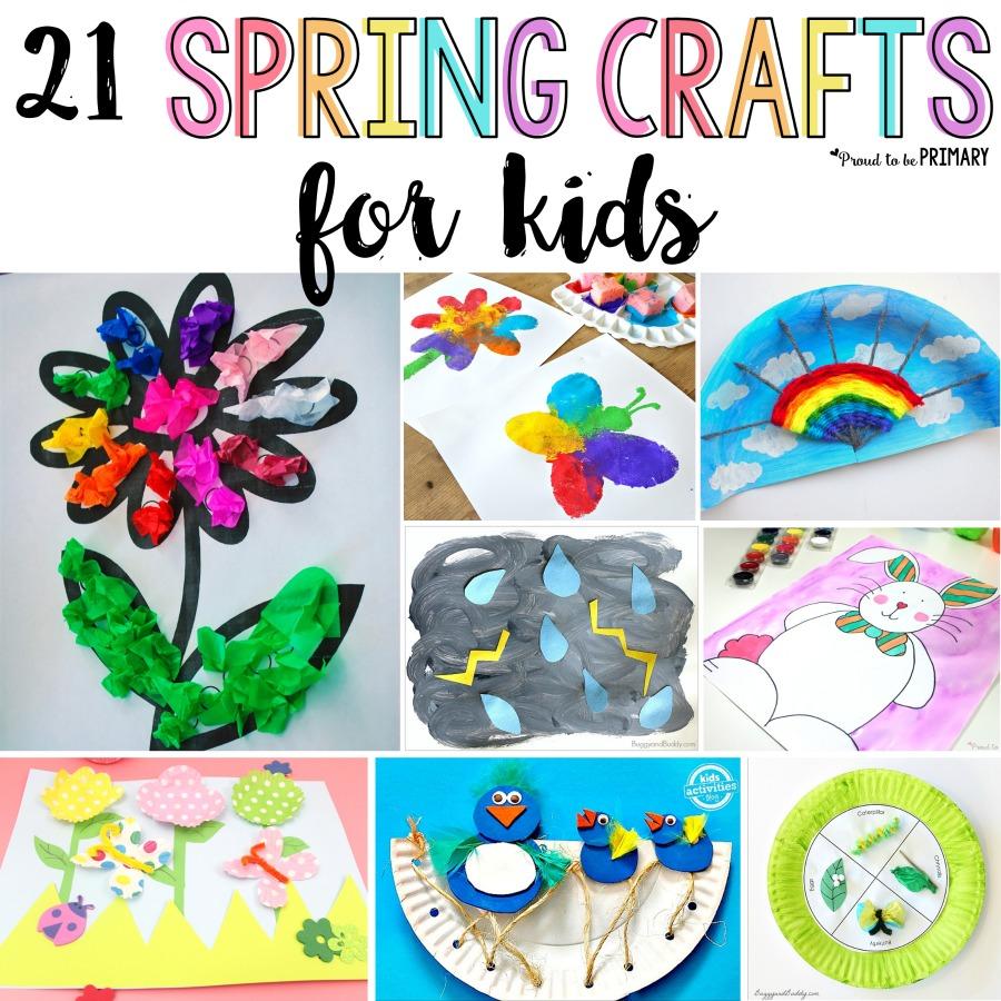Preschool children engaging in various springtime craft activities