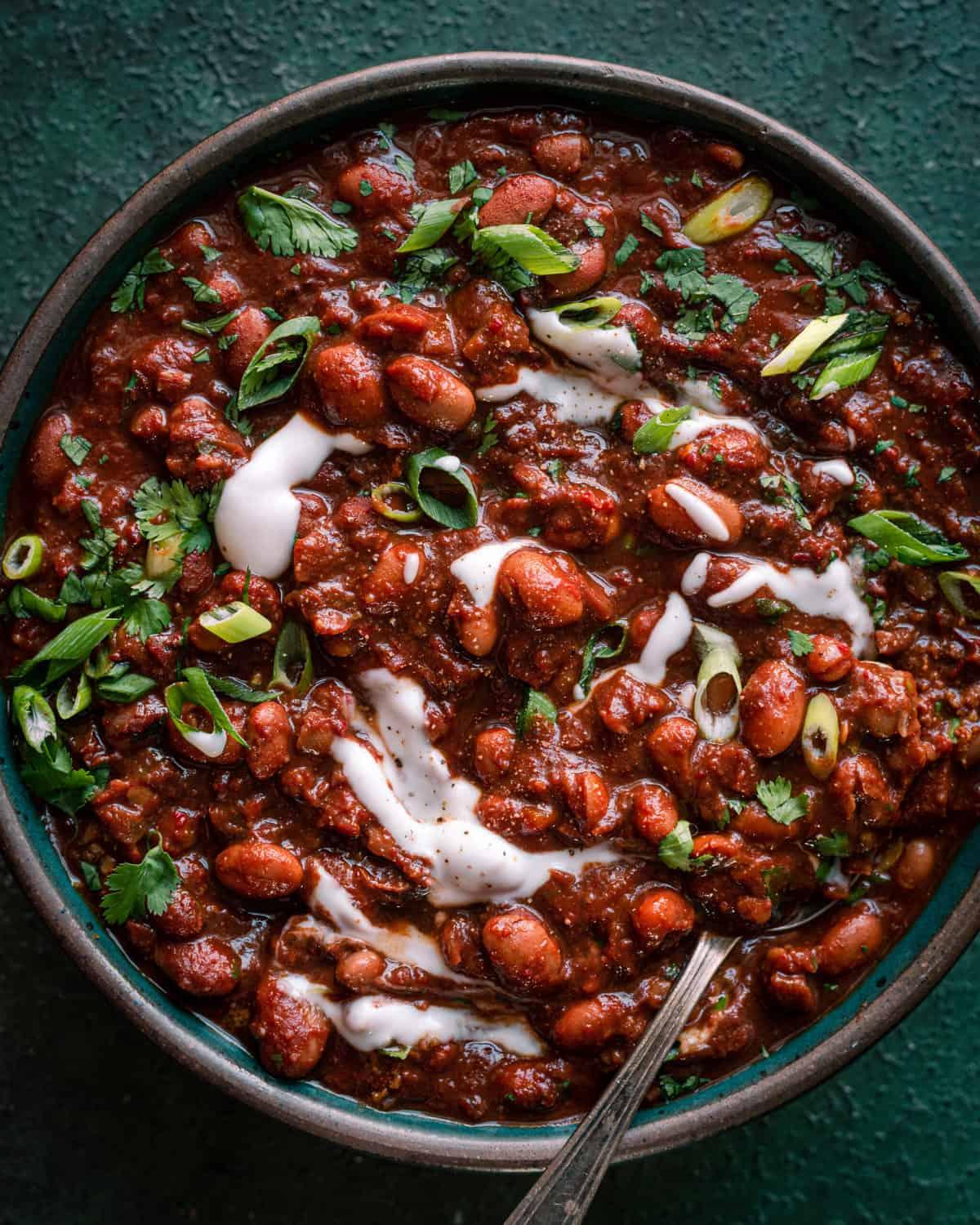 close-up of colorful ingredients for vegan chili