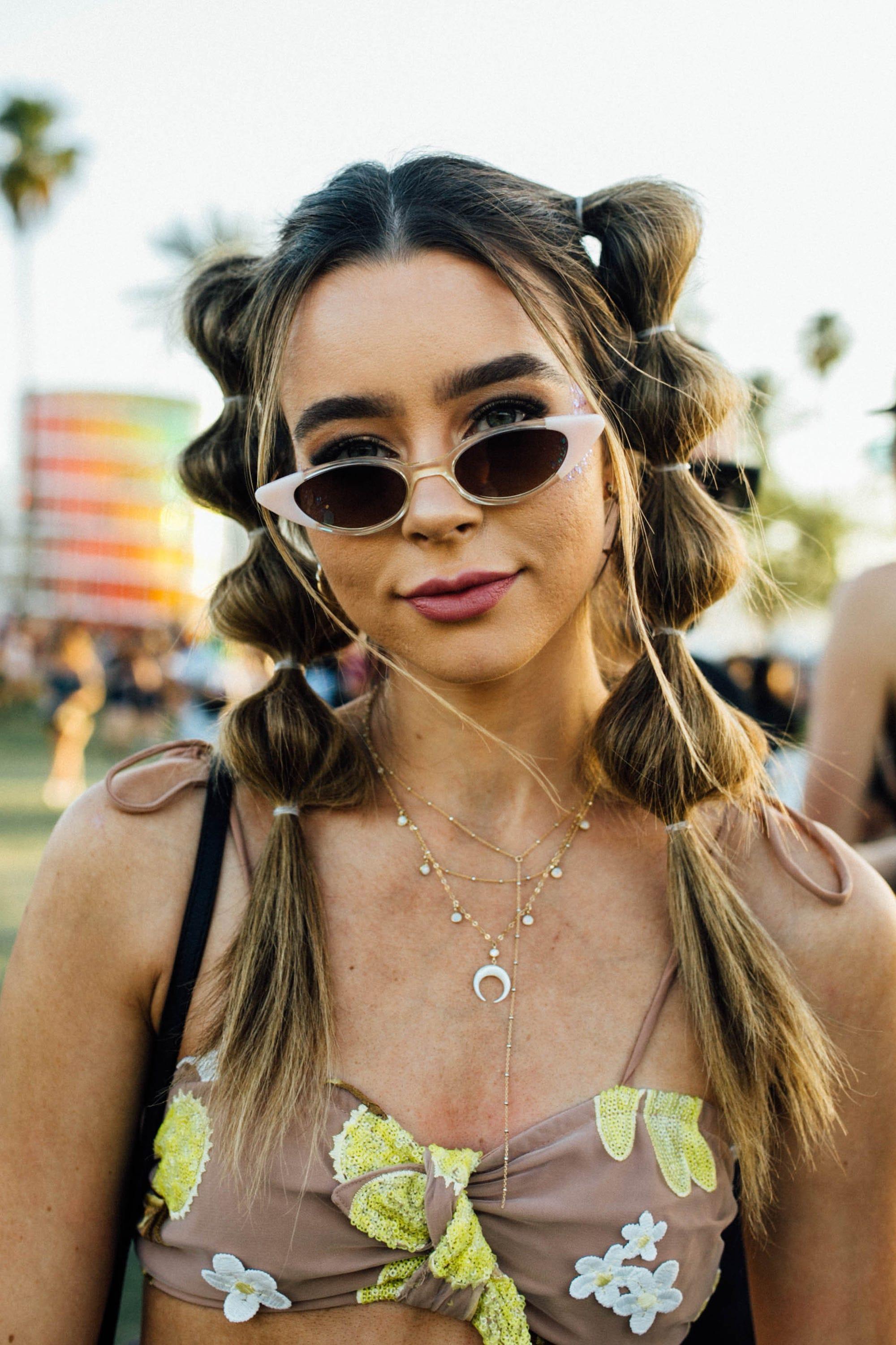 woman with body glitter at coachella