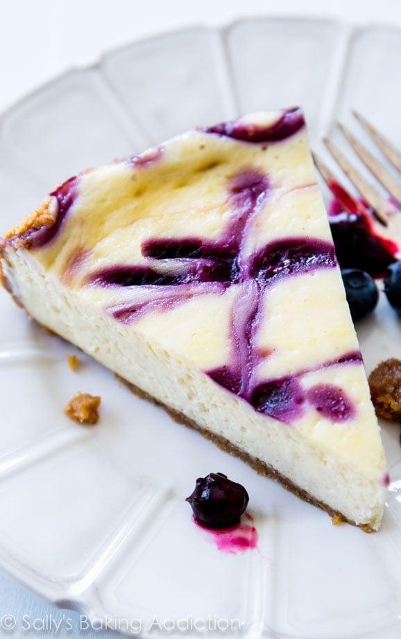 close up of a slice of huckleberry swirl shortcake