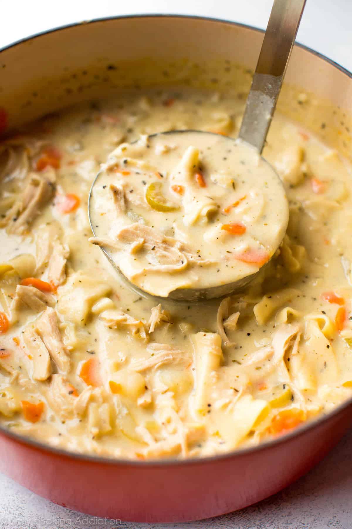 bowl of creamy chicken noodle soup