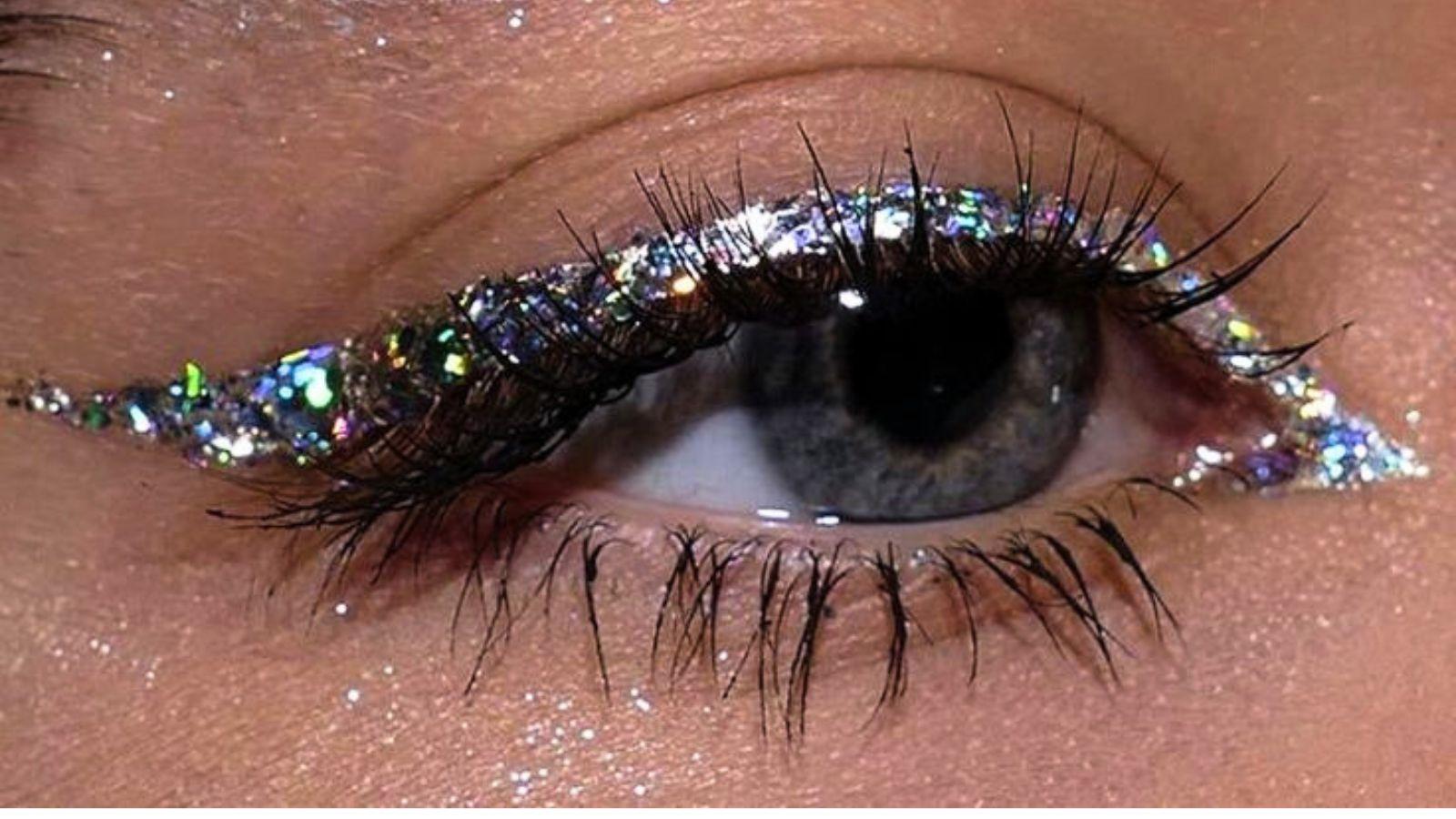 Close up of different types of cosmetic glitter