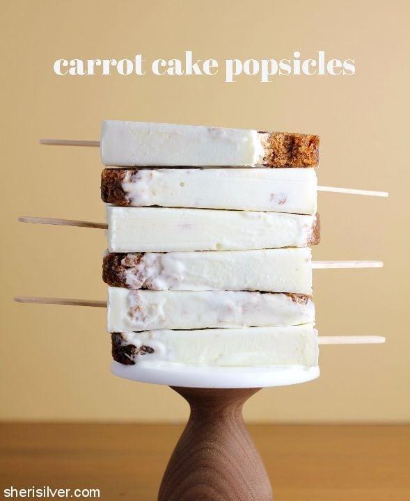 Ingredients for carrot cake popsicles arranged on a kitchen counter