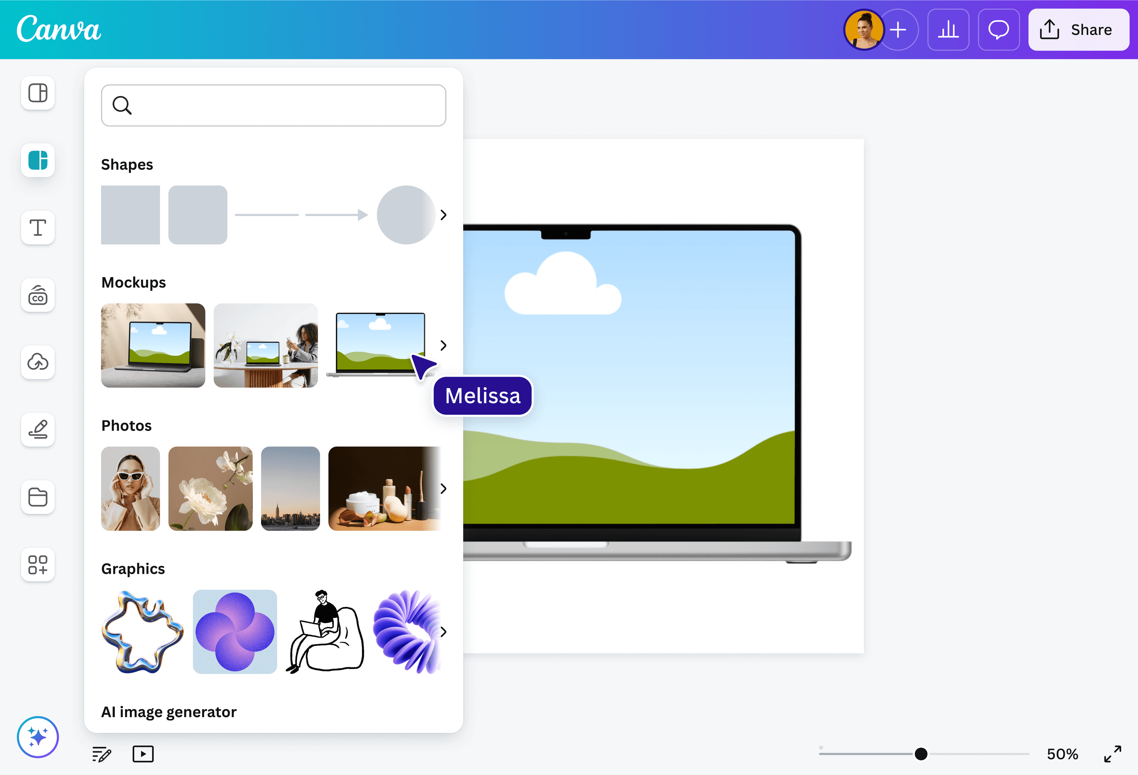 Canva interface on laptop screen