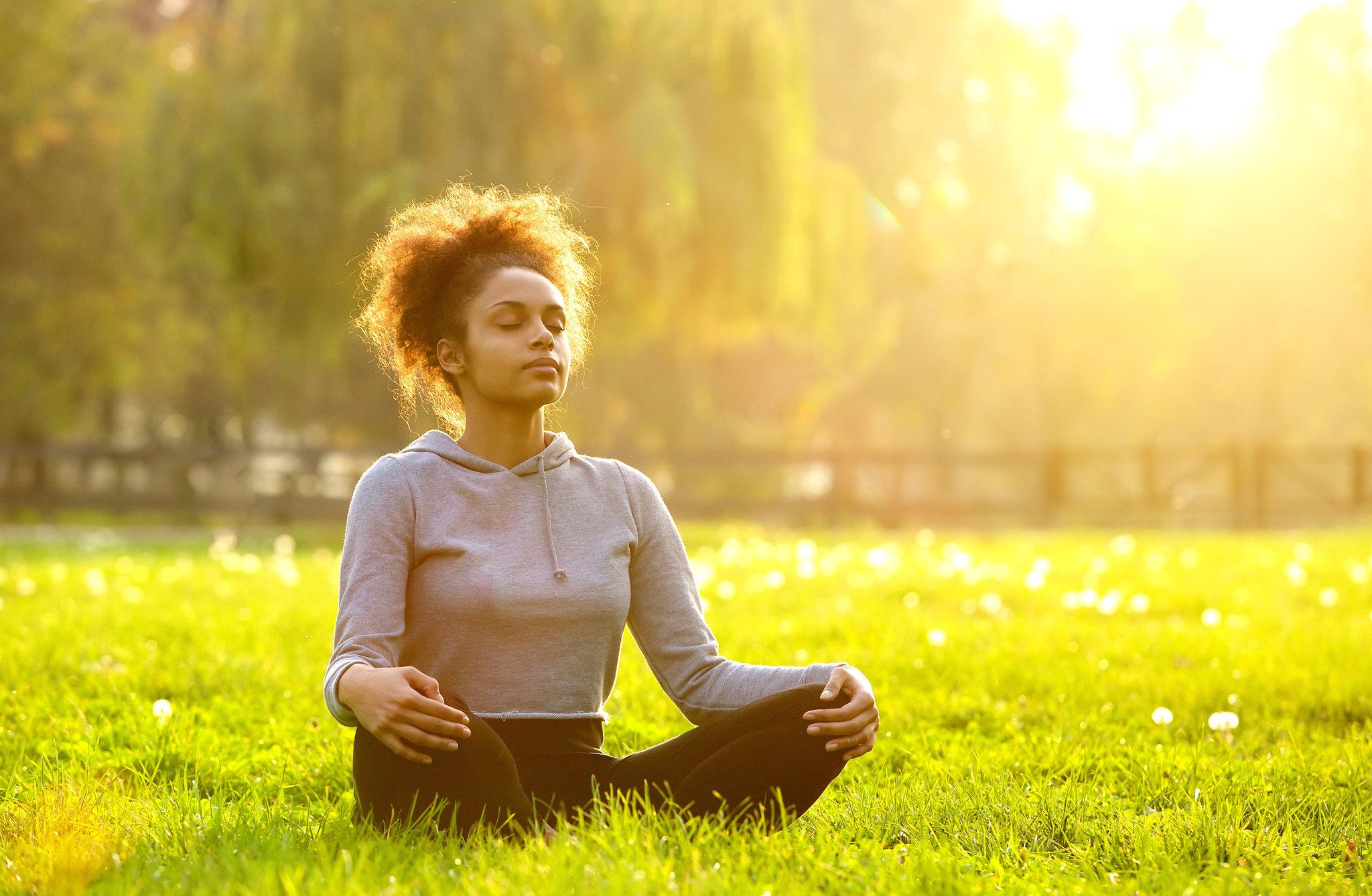 a person taking a deep breath