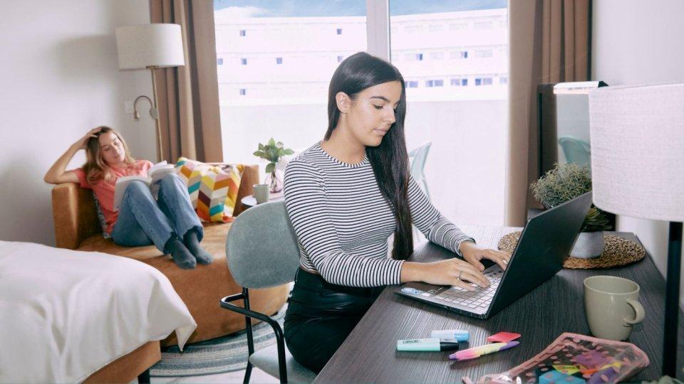 woman relaxing after studying