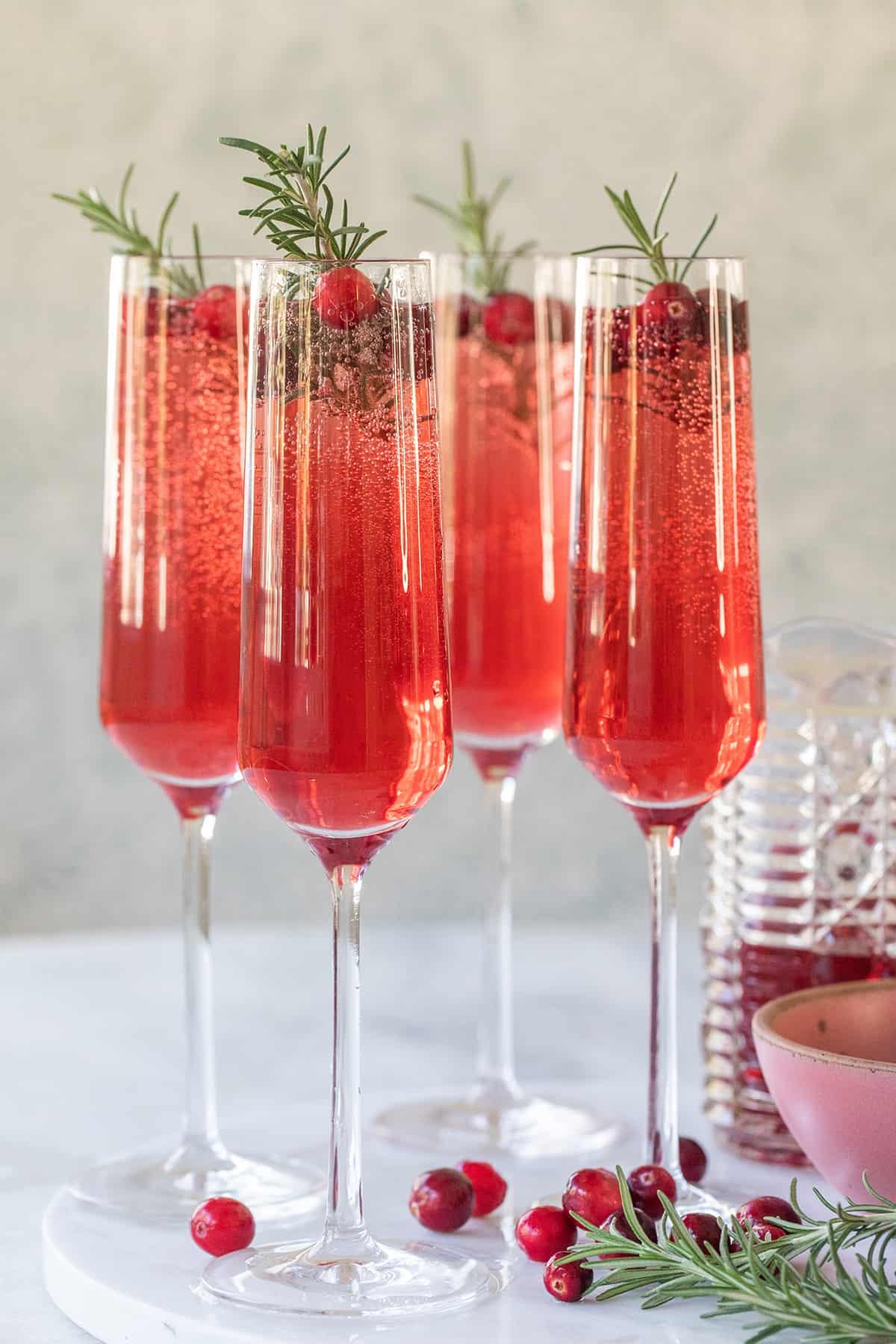 Elegant holiday mocktail in a champagne flute, sparkling, festive