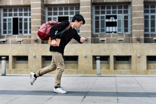 student with messy hair running late for school