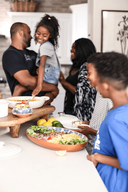 family enjoying taco night