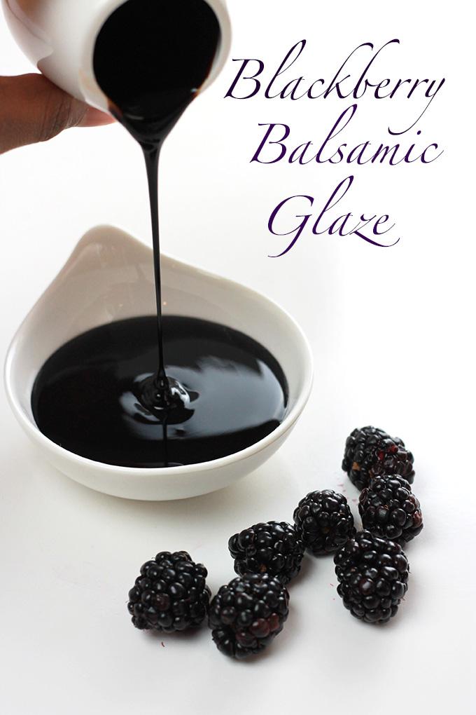 Blackberry balsamic reduction simmering in a saucepan