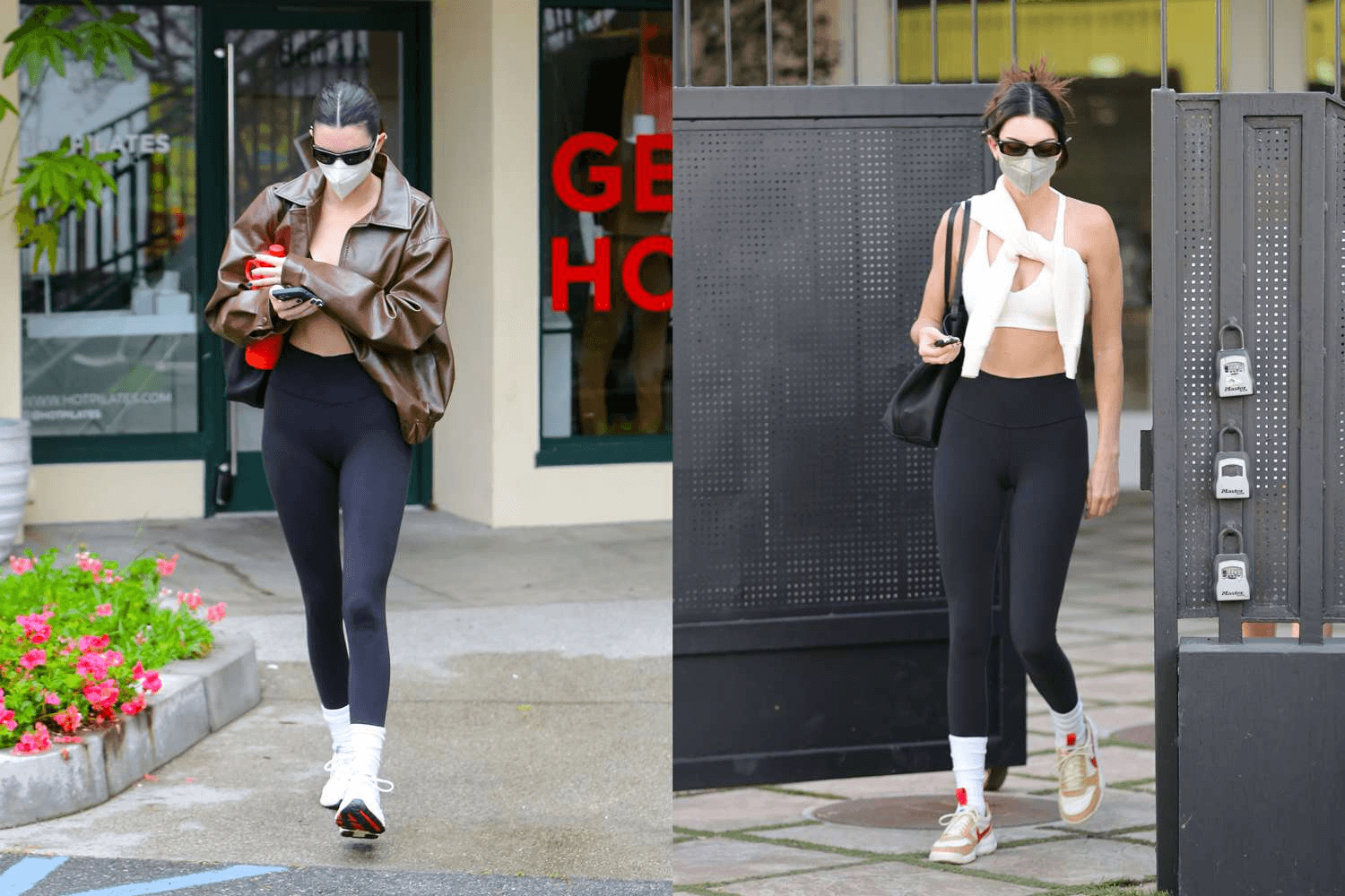different outfits styled with leggings and yoga pants