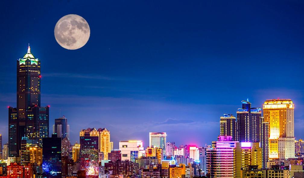 city skyline at night