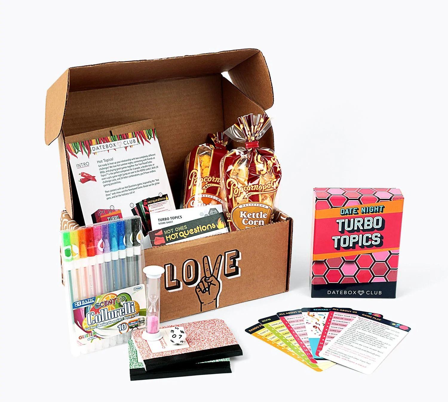 person researching date night subscription boxes online