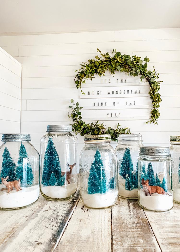diy painted mason jar snow globe