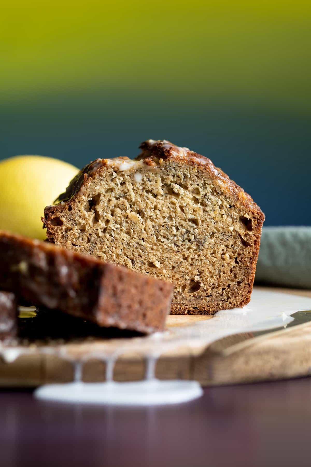 freshly baked banana bread with citrus zest