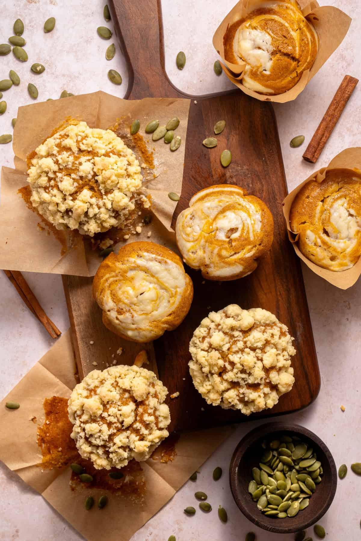 A cozy kitchen scene with someone baking pumpkin muffins