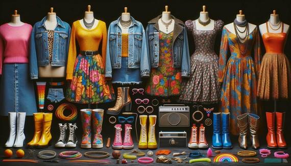 A collage showcasing various places to buy vintage-inspired dresses: online shops, boutiques, and thrift stores