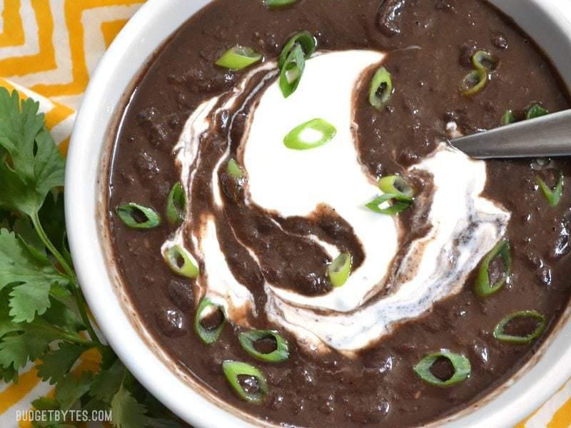 black bean soup in a crockpot