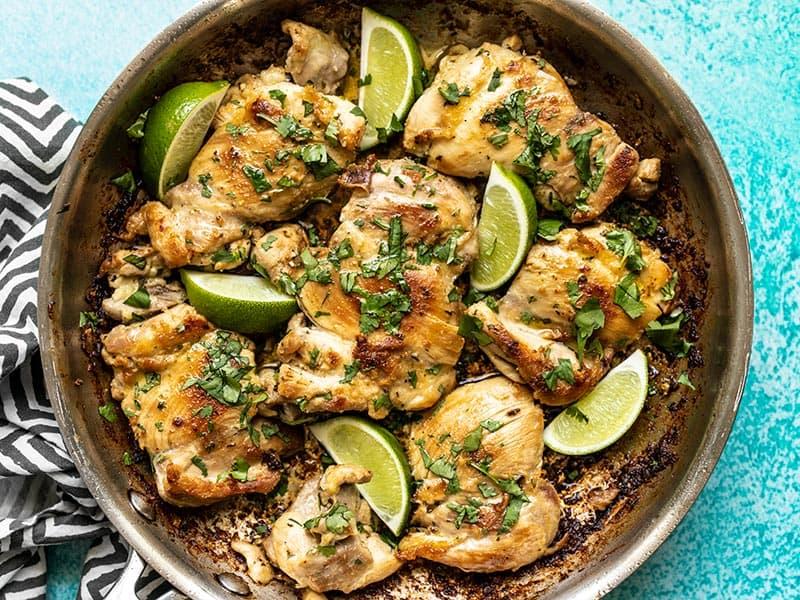 close up of cilantro lime chicken marinade