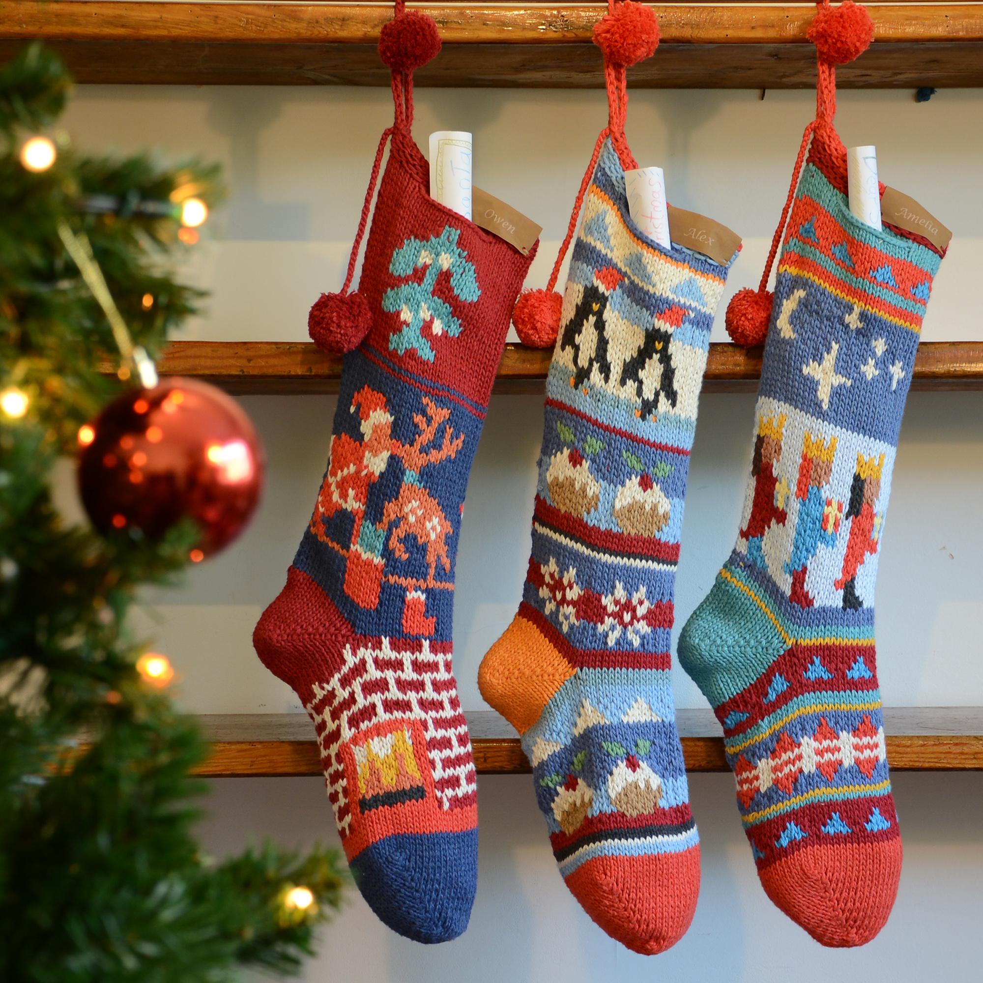 handmade knitted christmas stockings