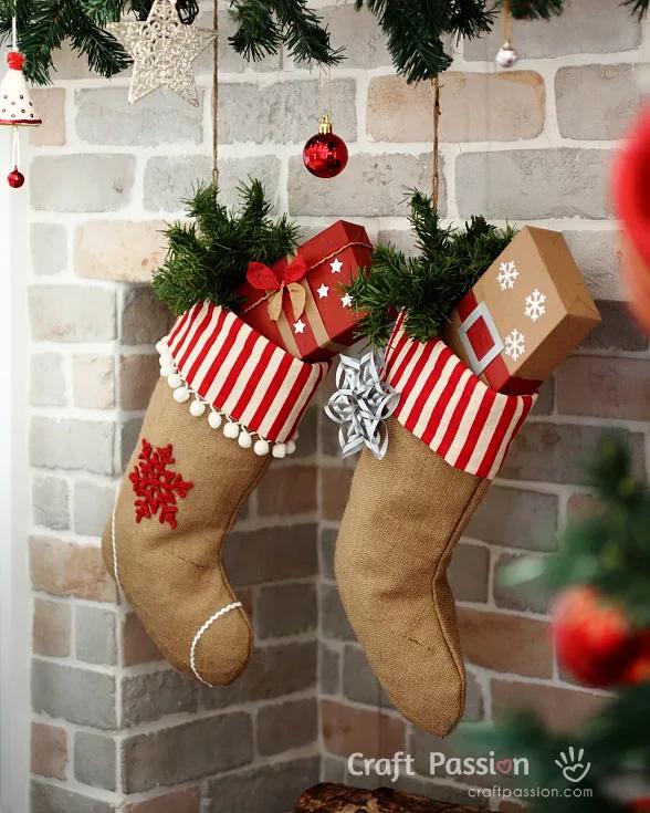 handmade burlap christmas stocking