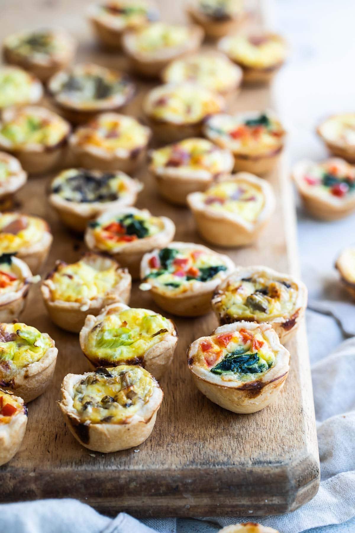 ingredients for mini quiche charcuterie board