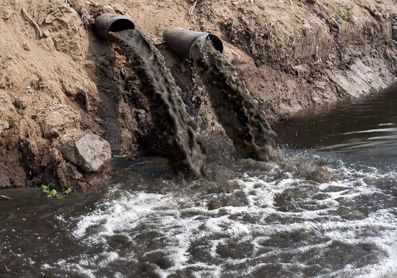 polluted river near a textile factory