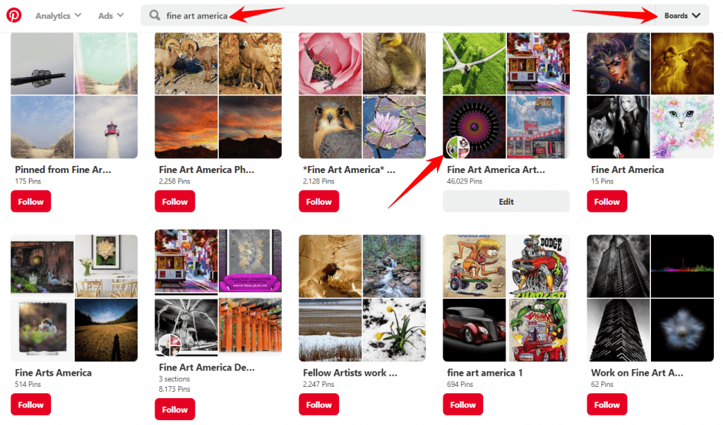Pinterest group board example