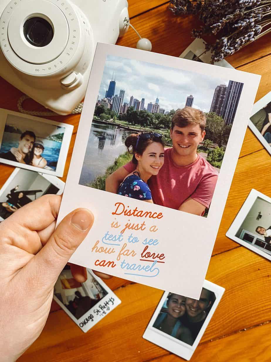 couple using a date night box in a long distance relationship on a video call