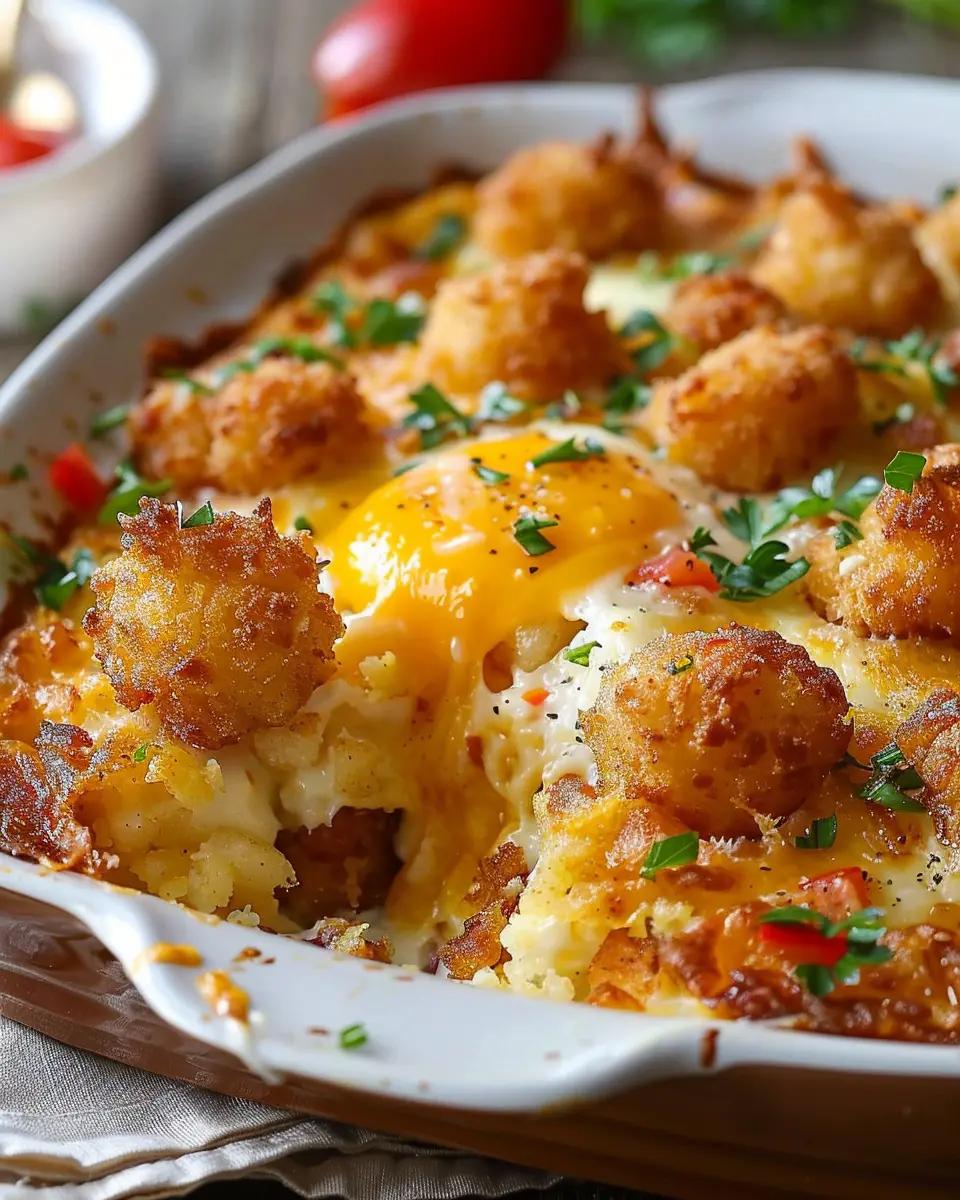 person enjoying a crispy tater tot breakfast bowl, cozy morning light