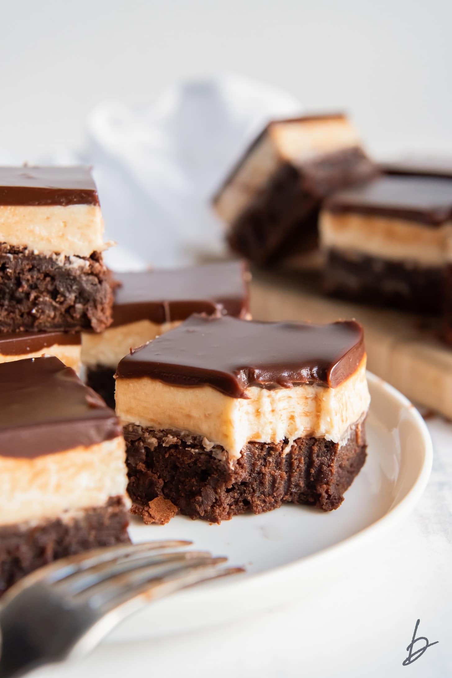 rich, decadent Baileys brownies with a glossy ganache topping