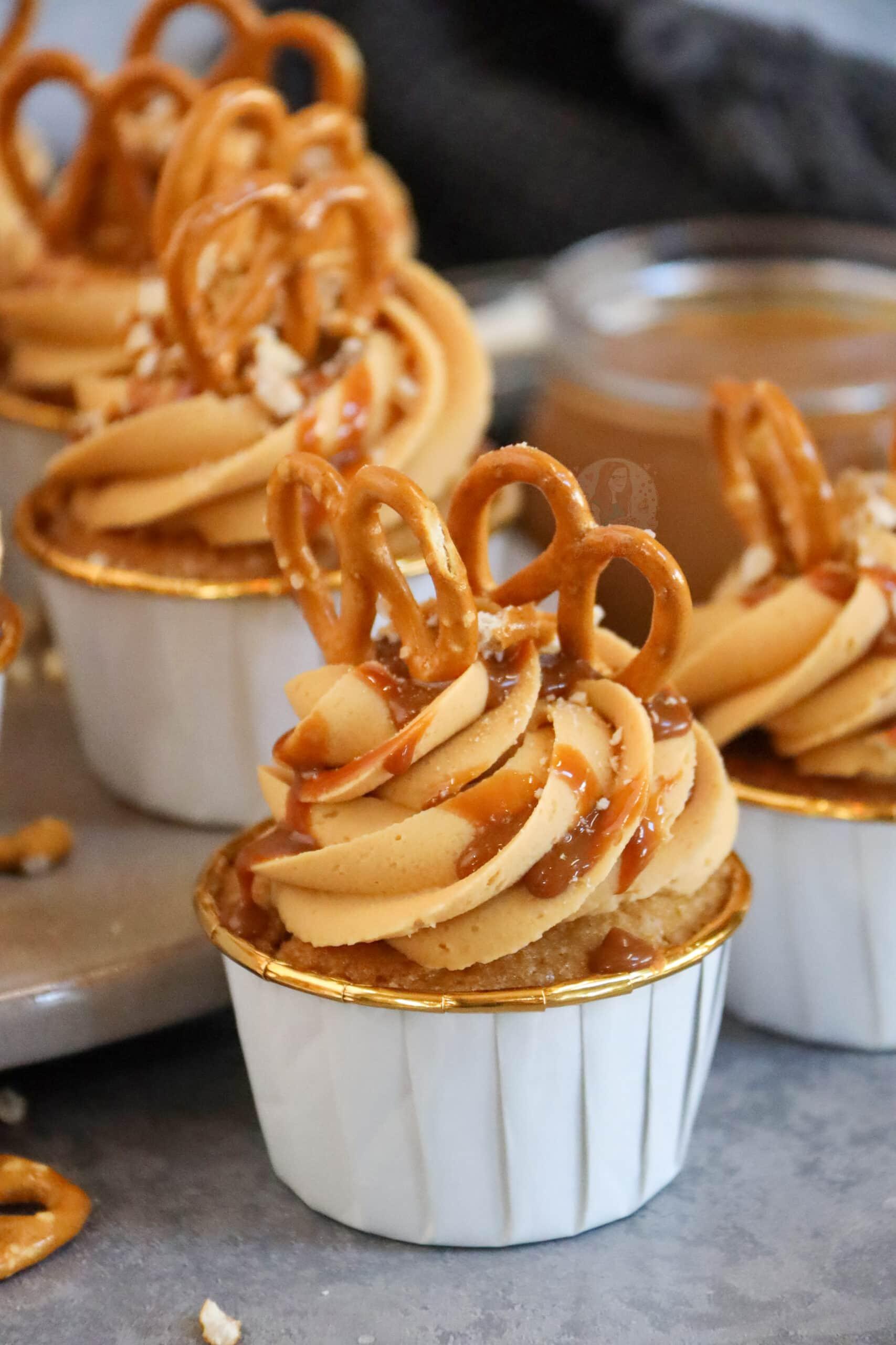ingredients for salted caramel pretzel cupcakes
