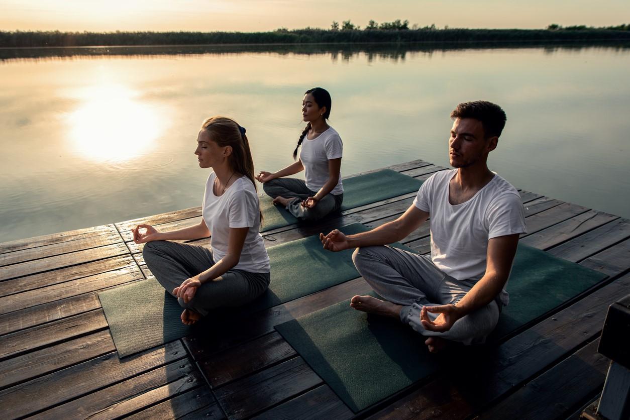 people meditating together