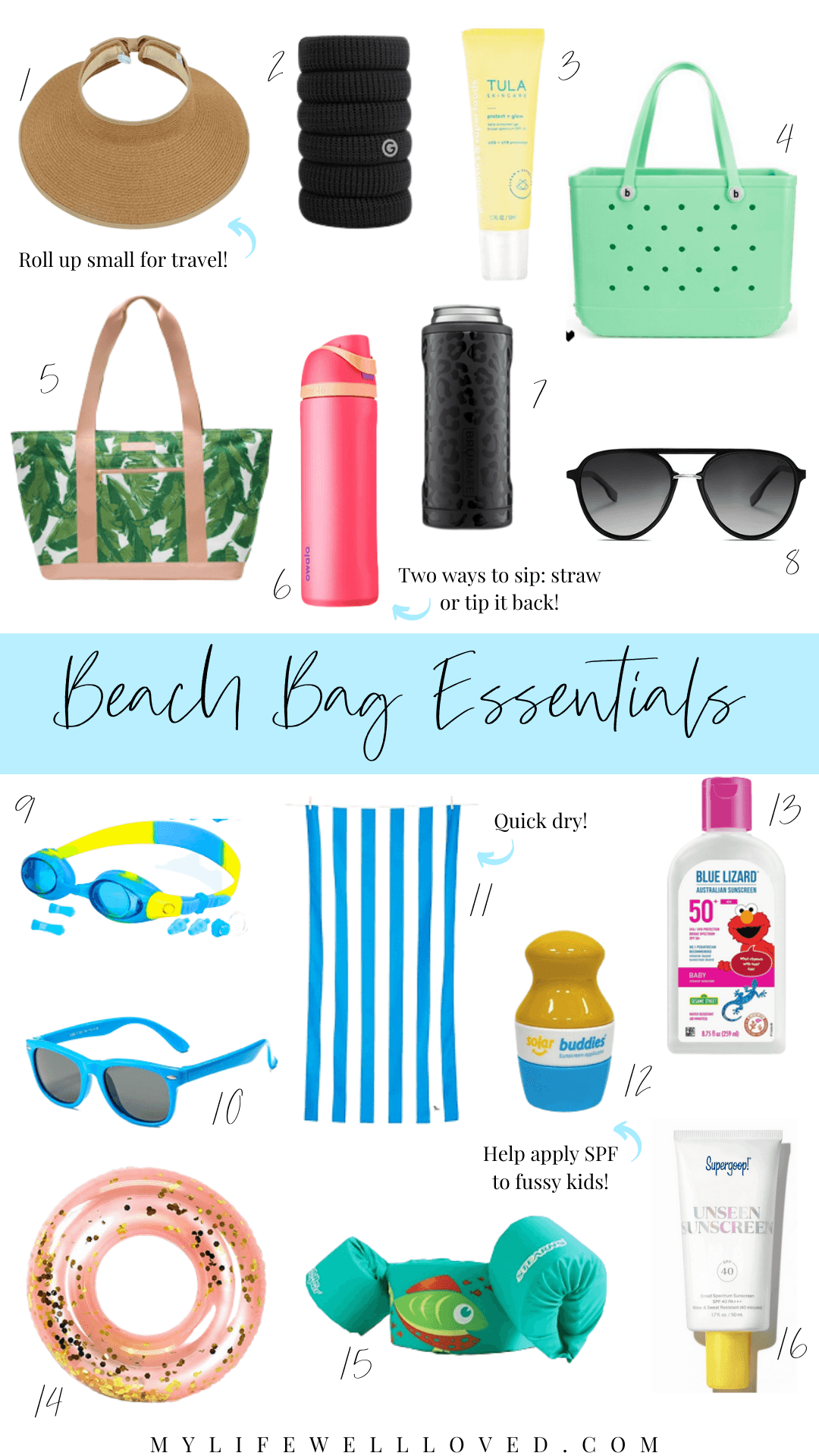 beach bag with essentials
