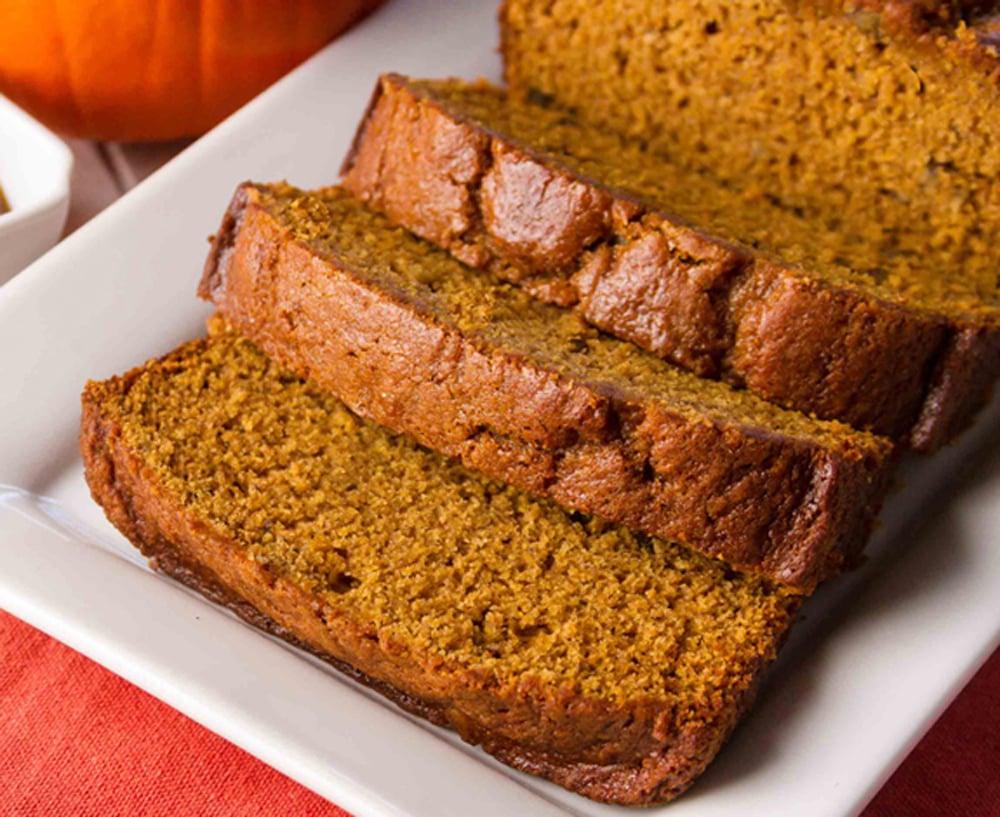 slices of fresh baked pumpkin bread